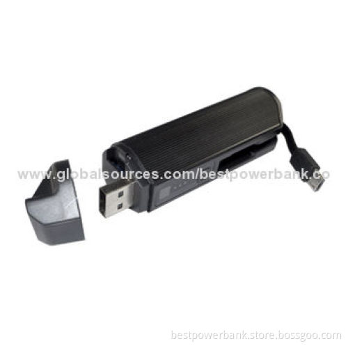 Outside Aluminum Alloy Material Portable Power Bank, 2,200mAh with Card Read Function